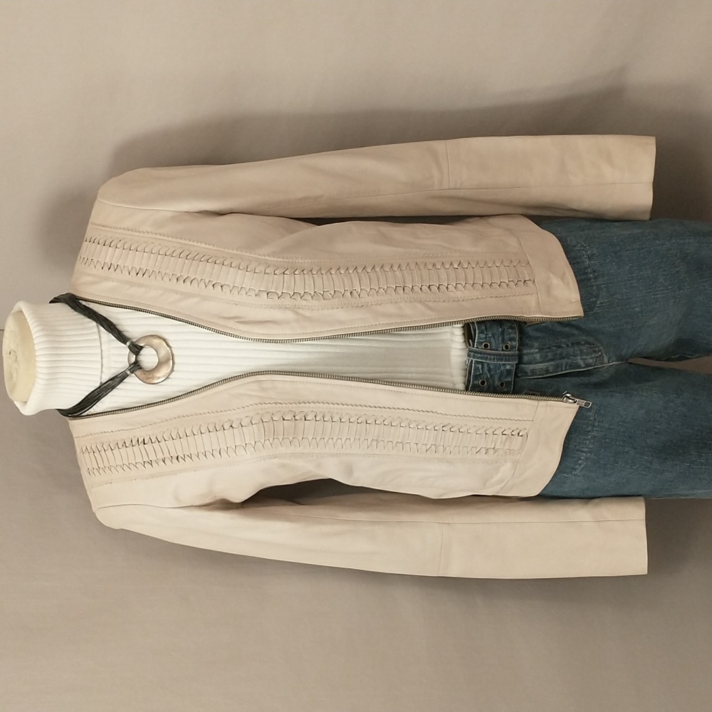 Soft Leather Jacket Hinge Seattle Light Taupe Neu… - image 1